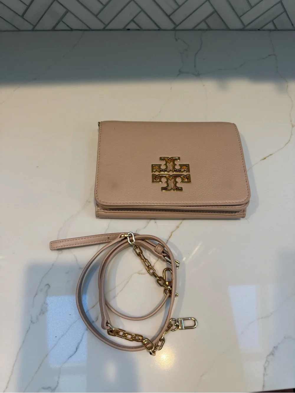 Tory Burch Kira Small Leather Crossbody - Taupe